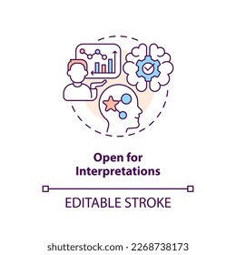 Open for interpretations concept icon. Economic indicators disadvantage abstract idea thin line illustration. Isolated outline drawing. Editable stroke. Arial, Myriad Pro-Bold fonts used