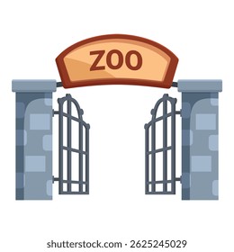 Open iron gates with welcome sign above welcoming visitors to the zoo for a day of wildlife viewing