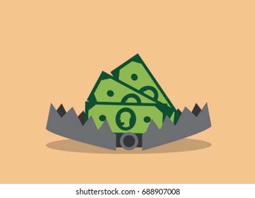 In the open iron trap lies money