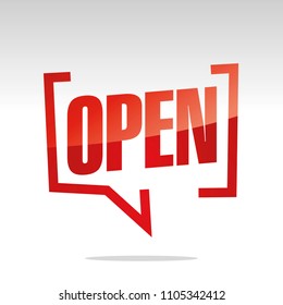 Open isolated in brackets sticker icon