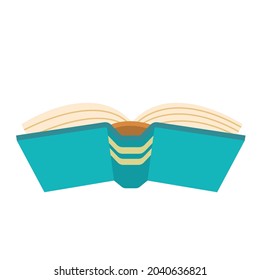 Open isolated cartoon book. Book illustration on white background