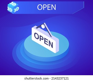 Open isometric design icon. Vector web illustration. 3d colorful concept