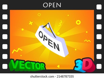 Open isometric design icon. Vector web illustration. 3d colorful concept