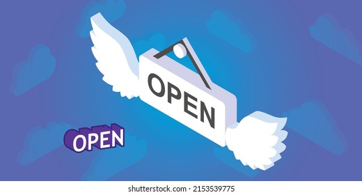 Open isometric design icon. Vector web illustration. 3d colorful concept