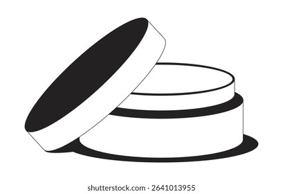 Open jar of creamy balm 2D line object. Organic skincare. Butter container. Wellness item. Cosmetic cream. Beauty product isolated clipart vector ink outline item. Monochrome spot illustration