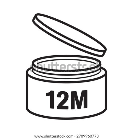 An open jar with the symbol 12M indicating the product is best used within 12 months after opening.