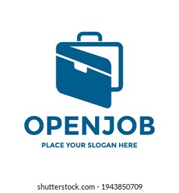 Open job vector logo template. This design use bag work symbol. Suitable for business.