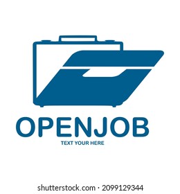 Open job vector logo template. This design use bag work symbol. Suitable for business