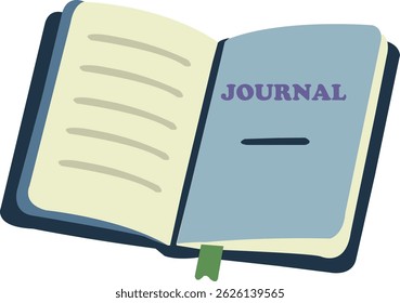 Open journal book with bookmark.