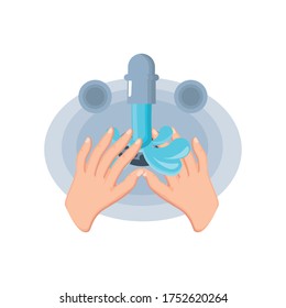 open key with hand wash on white background vector illustration design