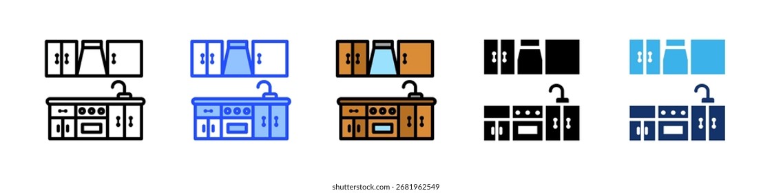 Open Kitchen Design Icon Collection With Multiple Styles