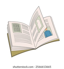 open knitting magazine with illustrations