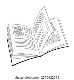 open knitting magazine with illustrations