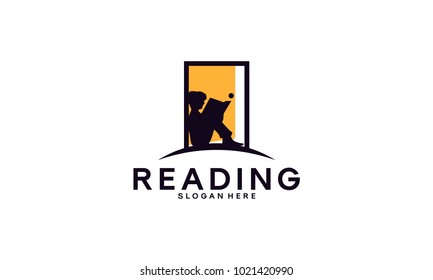 Open Knowledge logo template, Boy Reading logo designs concept vector