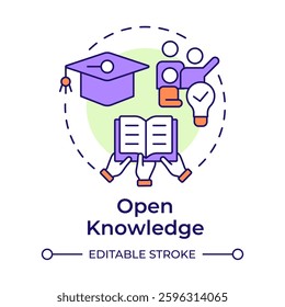 Open knowledge multi color concept icon. Free sharing of information. Type of collaborative economy. Round shape line illustration. Abstract idea. Graphic design. Easy to use in infographic