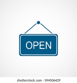 Open Label Blue Flat Icon On White Background