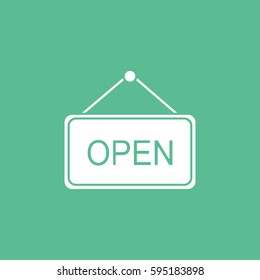 Open Label Flat Icon On Green Background