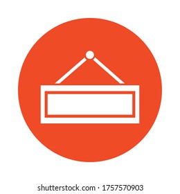 open label hanging block style icon vector illustration design