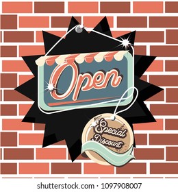 open label hanging retro style