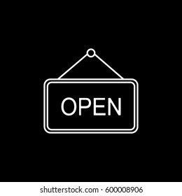 Open Label Line Icon On Black Background