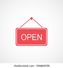 Open Label Red Flat Icon On White Background