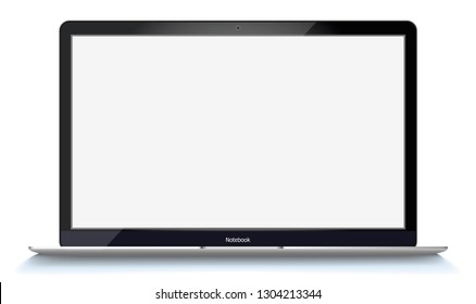 Open Laptop with blank screen isolated on transparent background. Laptop mockup with blank screen