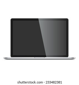 Open Laptop with blank screen isolated on white background. Vector EPS10