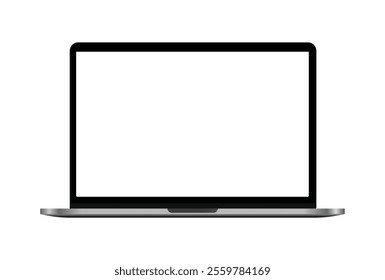 open laptop with blank screen. Realistic laptop mockup.