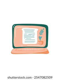 Abra o notebook com tela brilhante e espaço de trabalho limpo
