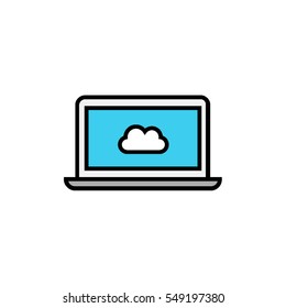 Open laptop with cloud storage icon