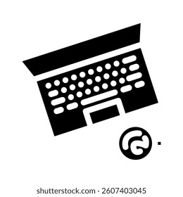 open laptop coffee cup glyph icon vector. open laptop coffee cup sign. isolated symbol illustration
