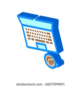 open laptop coffee cup isometric icon vector. open laptop coffee cup sign. isolated symbol illustration