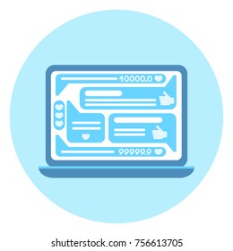 Icono de ordenador portátil con interfaz de red social Ilustración vectorial