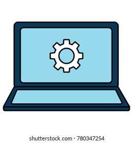 open laptop device with setting on screen