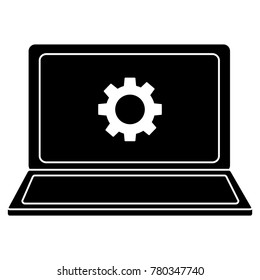 open laptop device with setting on screen