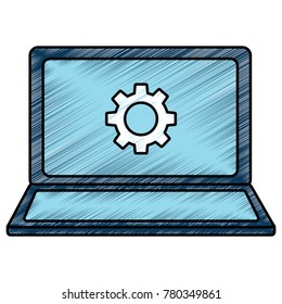 open laptop device with setting on screen