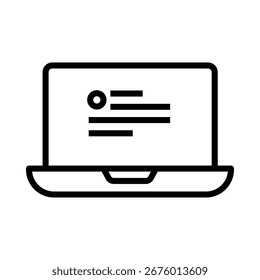 Abrir laptop exibindo texto e ícone circular tela do computador