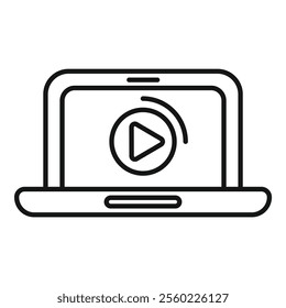 Open laptop displaying a video play button, representing online streaming services and multimedia content