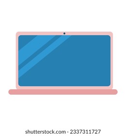 Open laptop with empty screen, front view, flat vector