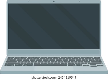 Open laptop in flat design style (cut out)
