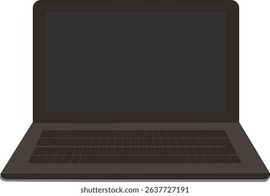 Open Laptop Front View Vector