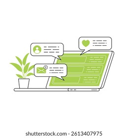 An open laptop has lots of notifications from social media