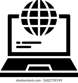Open Laptop Icon Glyph Vector Illustration