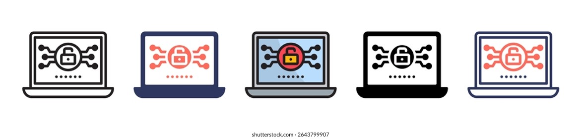 Open Laptop Icon Multiple Vector Illustration
