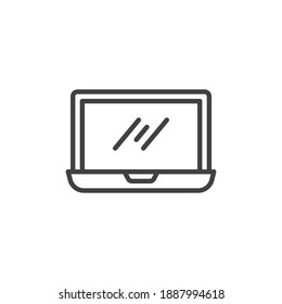 Abrir el icono de la línea del portátil. signo de estilo lineal para concepto móvil y diseño web. Icono de vector de contorno de computadora de Netbook. Símbolo, ilustración del logotipo. Gráficos vectoriales