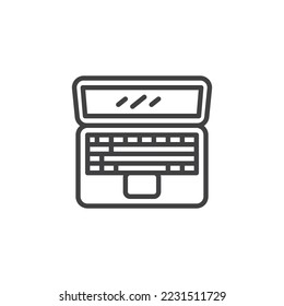 Open laptop line icon. linear style sign for mobile concept and web design. Laptop computer outline vector icon. Symbol, logo illustration. Vector graphics