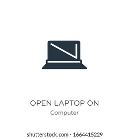 Open laptop on icon vector. Trendy flat open laptop on icon from computer collection isolated on white background. Vector illustration can be used for web and mobile graphic design, logo, eps10
