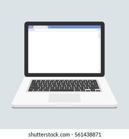 Open Laptop in realistic style with blank browser in screen. Mockup web Browser on computer display in modern design. Vector illustration EPS 10.