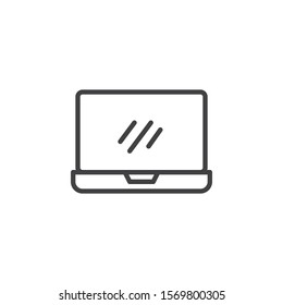 Open laptop screen line icon. linear style sign for mobile concept and web design. Notebook computer display outline vector icon. Symbol, logo illustration. Vector graphics