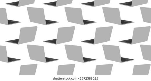 Open Laptop Seamless Pattern in grayscale Thematic cards or pc Shop Abstract background or wallpaper